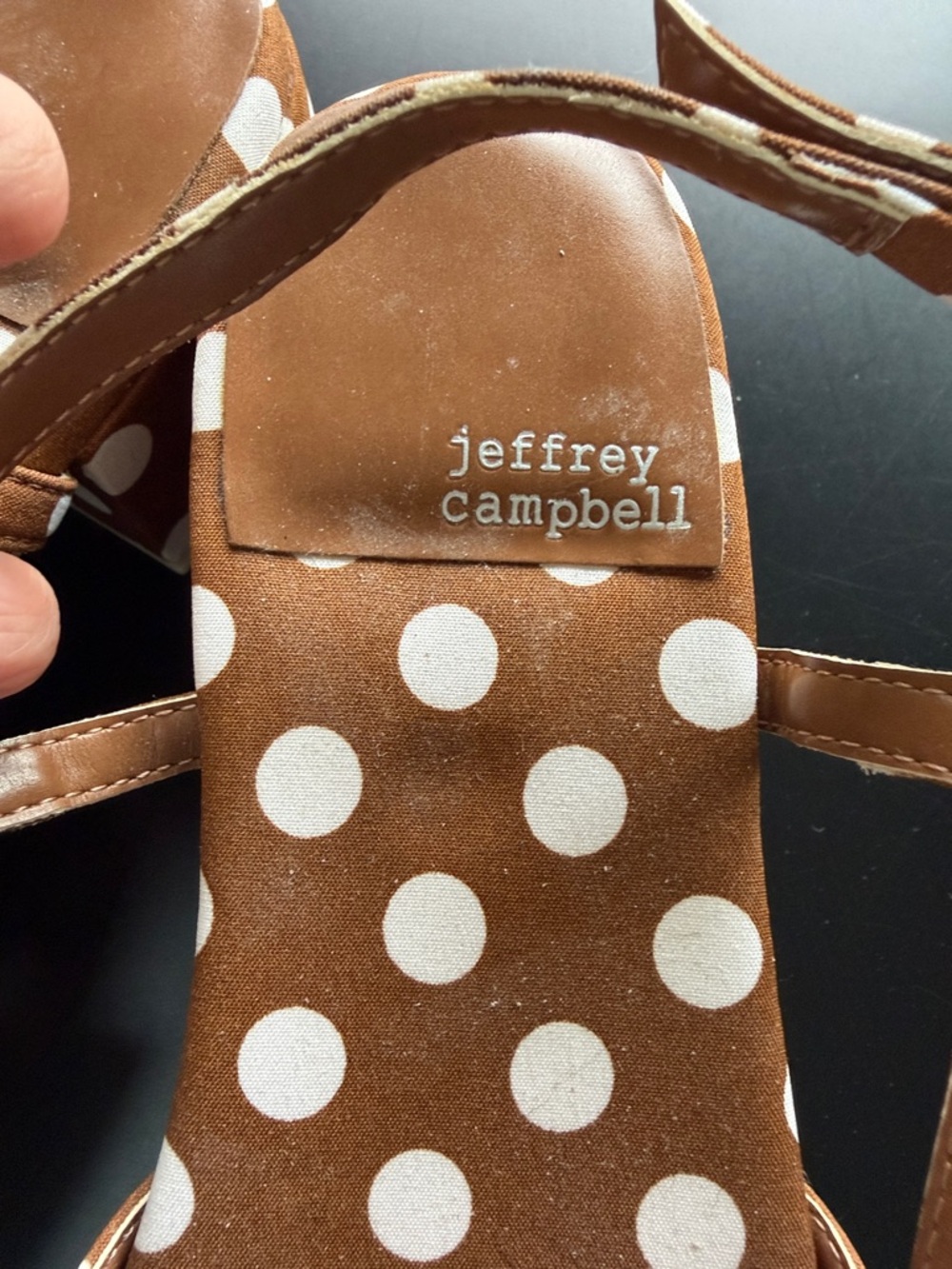 Jeffrey Campbell Brown Polka Dot Bow Block Heel Sandals - Picture 2 of 4